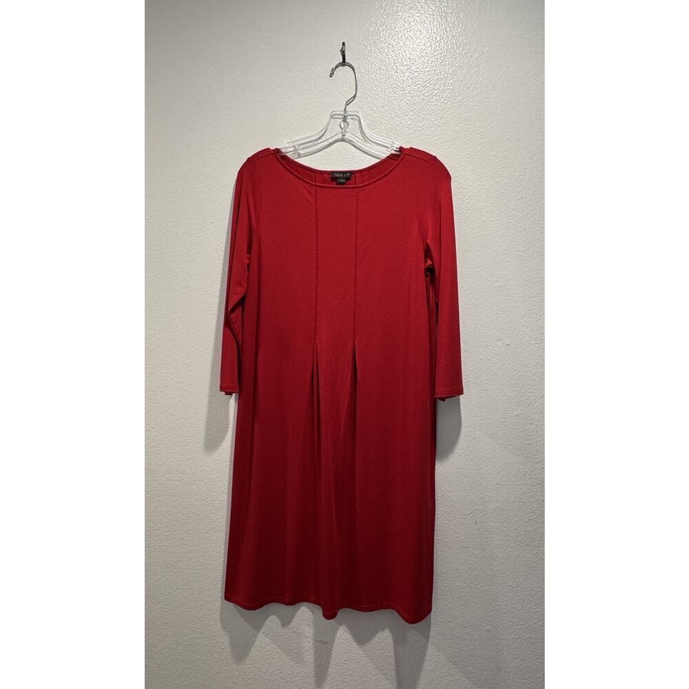 J. Jill Wearever Collection Size XS Red 3/4 Sleeve Pleated‎ Dress Stretch Work